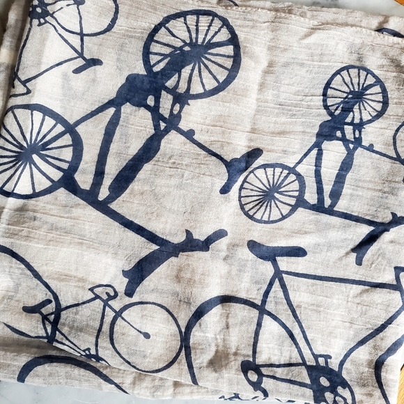 Look Cotton Infinity Scarf Taupe Grey Blue  Bicycle - Picture 3 of 5